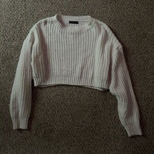 SHEIN Cream Cropped Knit Sweater